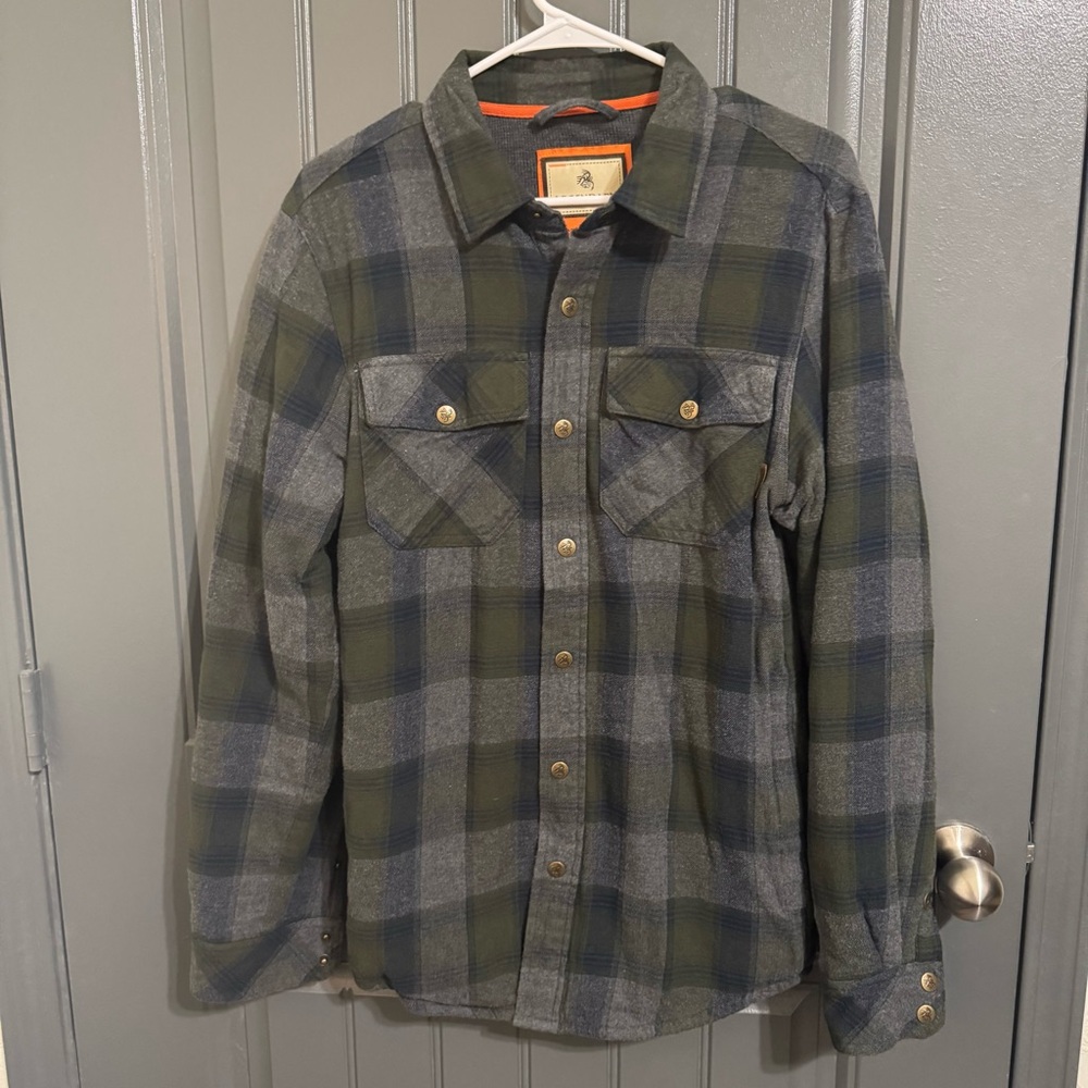 Legendary Whitetails Men's Plaid Shirt Jacket - Olive and Charcoal
